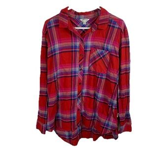Orvis Flannel‎ Plaid Shirt Button Up Red Women Sz 2XL Long Sleeve Gorpcore